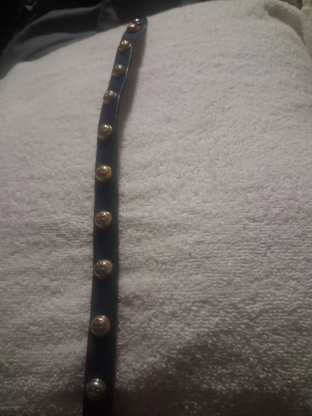 Tory Burch Navy Leather Double-Wrap Stud Bracelet